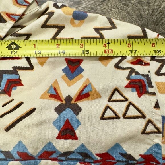 American Eagle Classic Fit Aztec Southwestern Print Half Button Up Shirt Medium - Picture 5 of 9